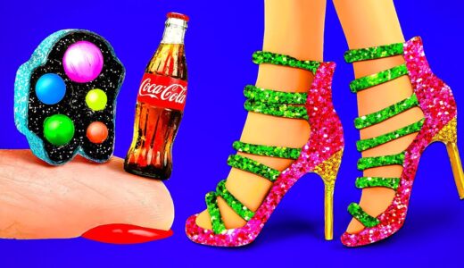 21 DIY Doll Miniatures for Dollhouse crafts 〜 Mini Pop it bag, Coca Cola, Sparkling shoes and more