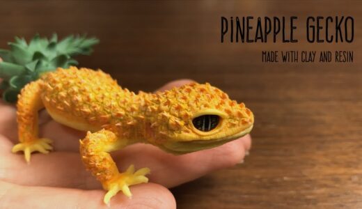 【樹脂粘土・レジン】パイナップルヤモリ | レオパ【Clay,UVresin】Pineapple gecko | DIY