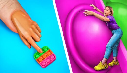 10 DIY Mini Pop It vs Giant Pop It! DIY Fidget Toys Ideas