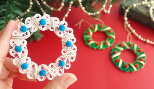 紙で作るクリスマスのリース型オーナメントの作り方 - DIY How to Make Wreath-shaped Christmas Ornament / Tutorial