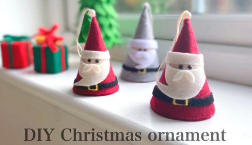 【切って貼るだけ】フェルトで作るサンタのクリスマスオーナメント/DIY　How to make felt Christmas ornament /DIY felt santa