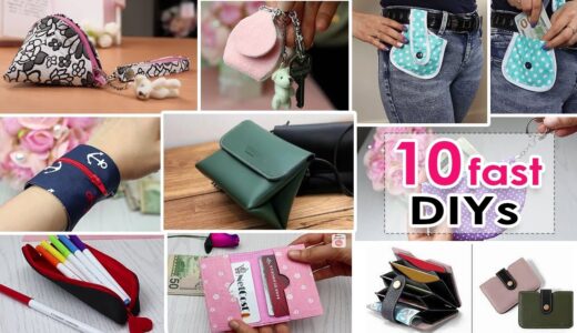 10 SUPER FAST & EASY DIY POUCH COINS MINI BAG TUTORIALS JUST IN 3 MIN TO MAKE