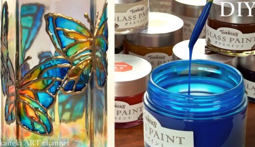 ガラスに描ける絵の具でステンドグラス風DIY 🦋 How to paint on glass | diy craft like stained glass