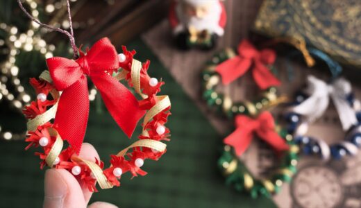 可愛いリース型クリスマスオーナメントの作り方 - DIY How to make wreath-shaped Christmas ornament / Tutorial