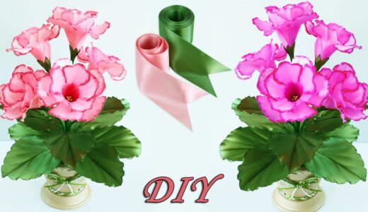 💕Подарок для МАМЫ своими руками 🙌 Цветы Глоксинии из лент/Ribbon Flowers DIY