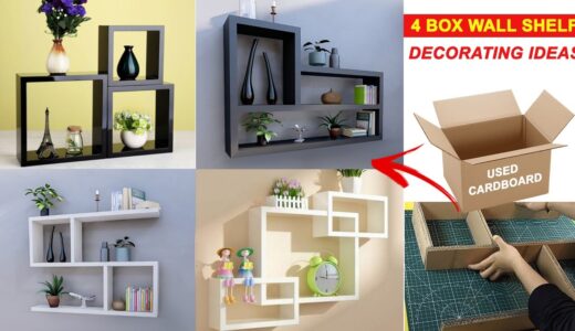 4 Cardboard box wall shelf decorating ideas | DIY wall shelf decor | Easy Crafts