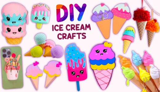 14 DIY ICE CREAM CRAFTS – Cute School Supplies – Room Decor – Hair Pin and more….